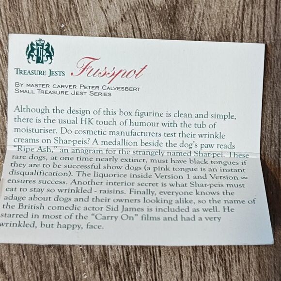 Vintage Harmony Kingdom Fusspot Shar Pei Treasure Jest Figure Made in England - Picture 12 of 13